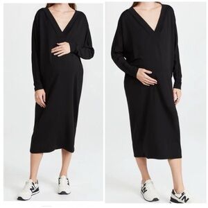 Hatch The Visitor Dress Maternity Black Midi Long Sleeve Stretch One Size Petite